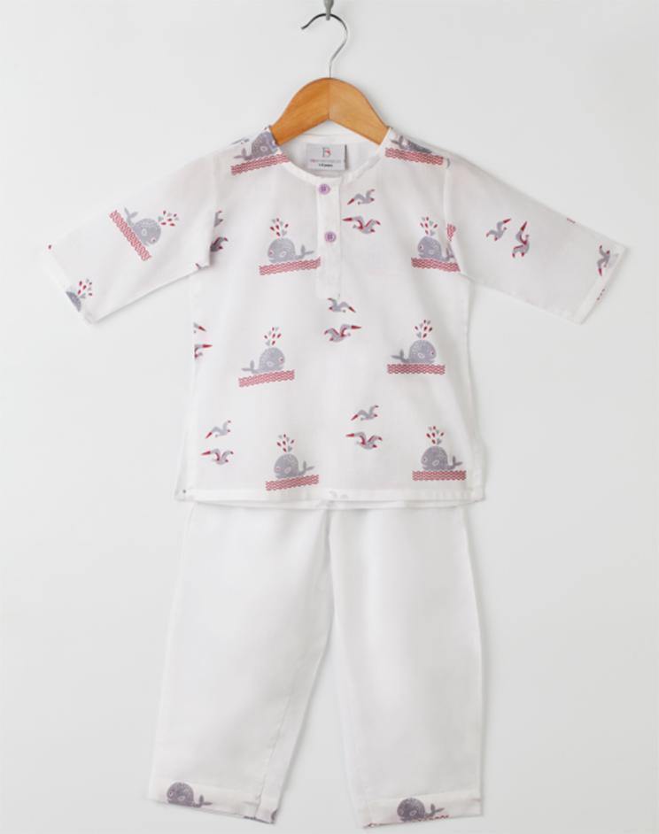 Kids Kurta Pyjama : Whale Bird - indieprojectstore