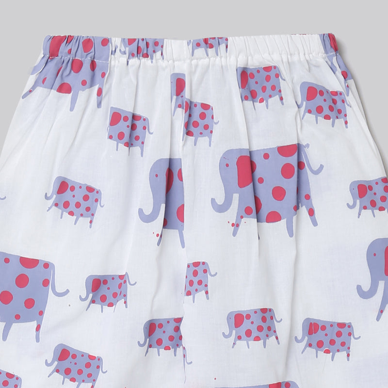 'A Parade of Elephants'  Kurta Pyjama Set in Mauve
