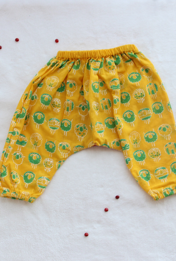 disco ewe angrakha top & yellow harem pants set