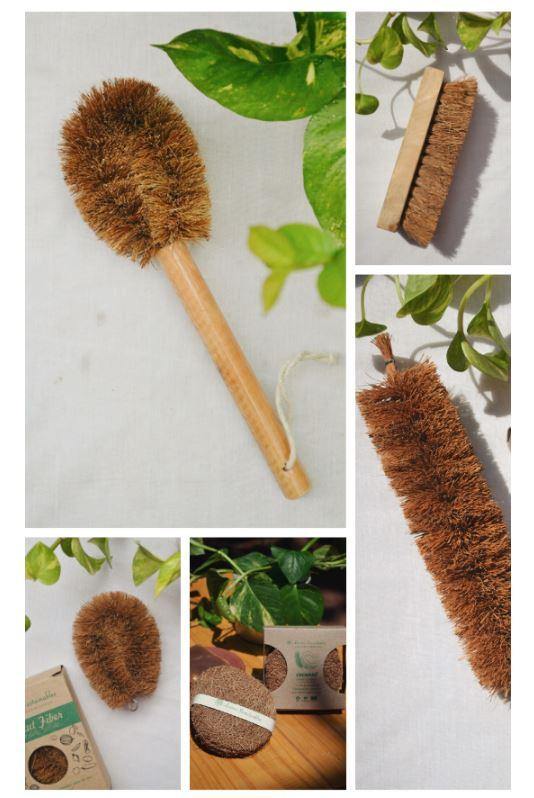 Coconut Fiber – Cleaning Kit ( Pack of 5 Coir Brushes ) - Indie Project Store