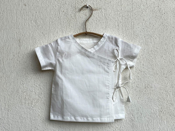 White Angarakha top for Babies with mint pant - Organic Cotton Clothing - Indie Project Store