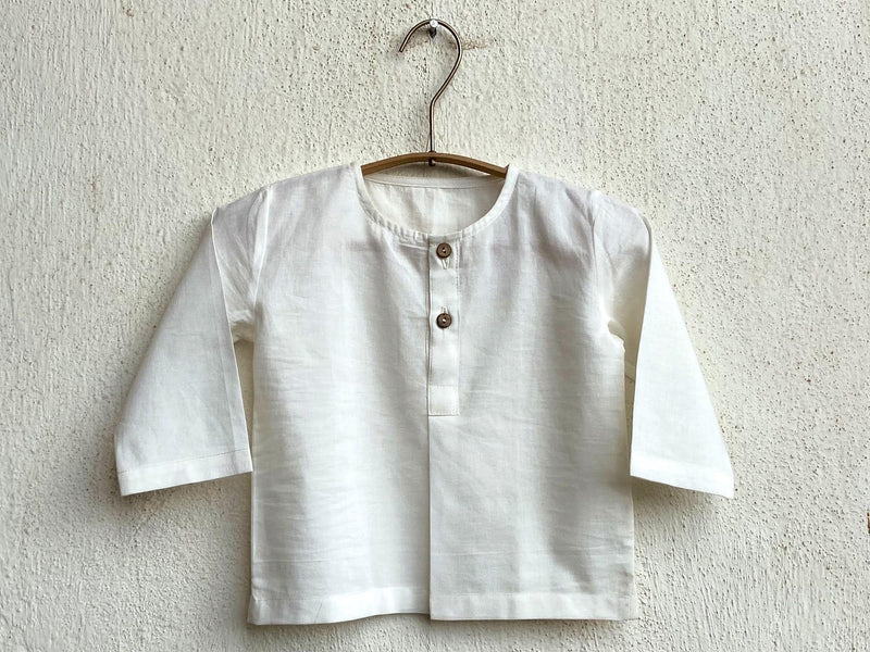 Babies Organic White Kurta with Mint Pant (Unisex) - 100% Cotton - Indie Project Store