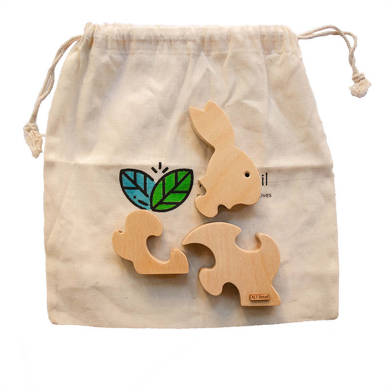 3 Piece Chunky Wooden Puzzle - Bunny - Indie Project Store