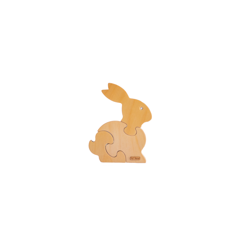 3 Piece Chunky Wooden Puzzle - Bunny - Indie Project Store