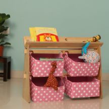 CuddlyCoo Toy Organizer with Book Shelf-Baby Pink