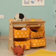 CuddlyCoo Toy Organizer with Book Shelf-Mustard Sun