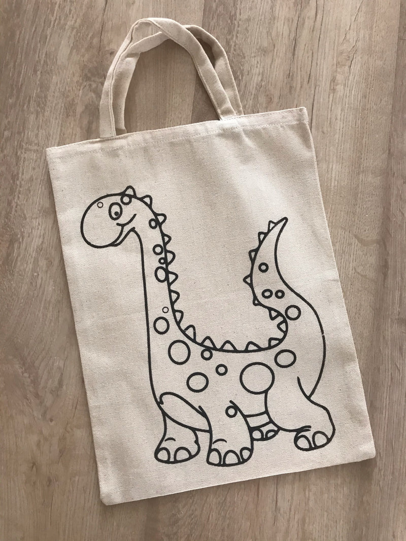 Do It Yourself Colouring Little Dinosaur Tote Bag