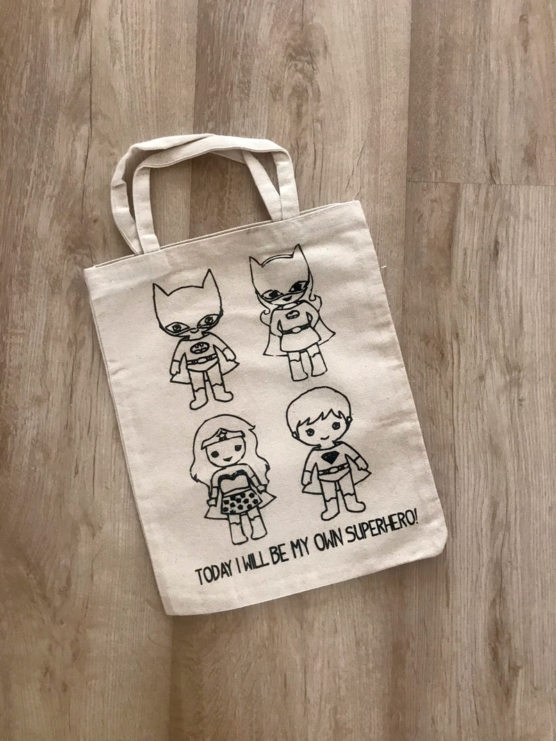 Do It Yourself Colouring I will be my own Superhero Tote Bag