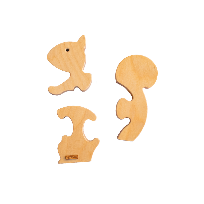 3 Piece Chunky Wooden Puzzle - Squirrel - Indie Project Store