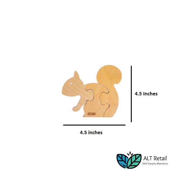 3 Piece Chunky Wooden Puzzle - Squirrel - Indie Project Store