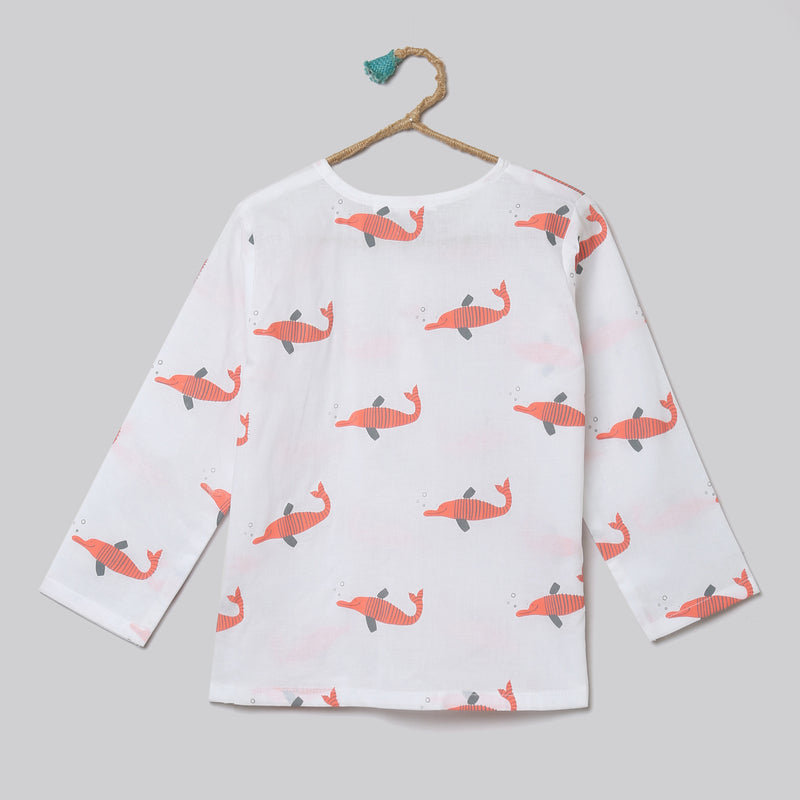 A Pod of Dolphins'  Kurta Pyjama Set