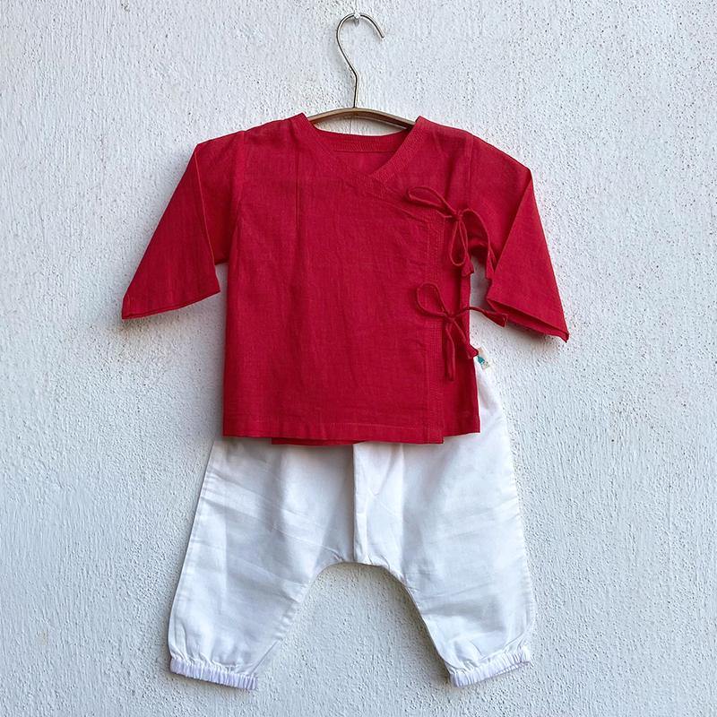 WHITEWATER KIDS UNISEX ORGANIC RED ANGRAKHA  +  WHITE PANTS - Indie Project Store