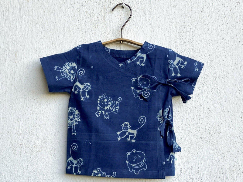 Zoo Print Angarakha Top With Matching Pyjama Pants for Babies - Infant Clothing India - Indie Project Store