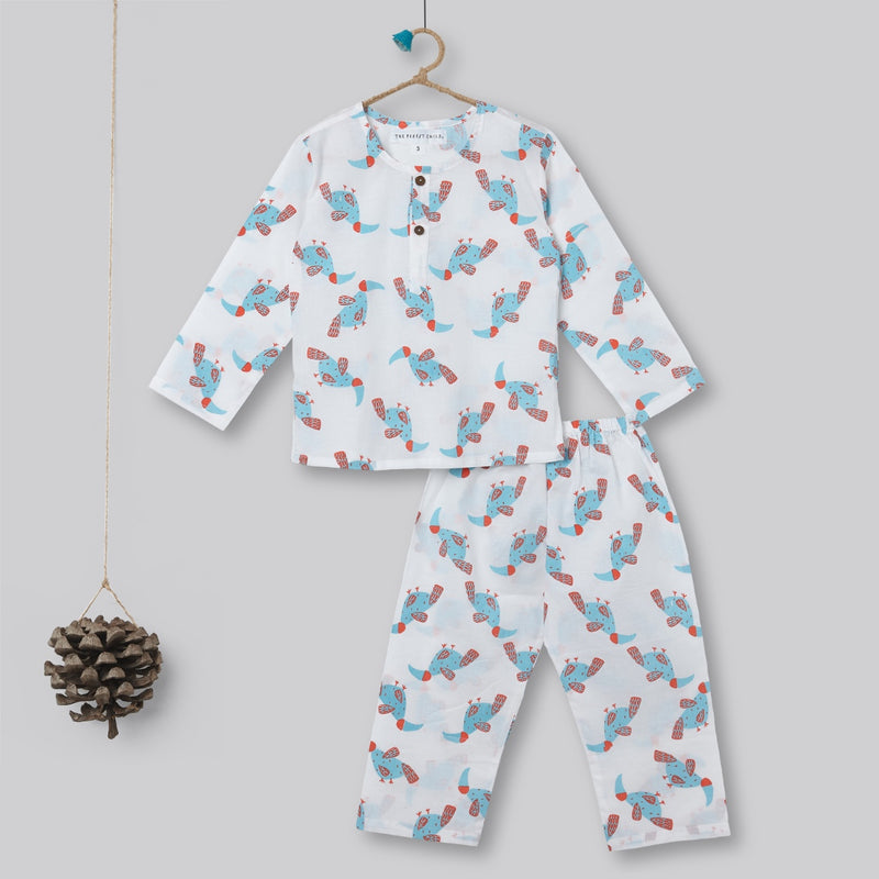 'A Party  of Hornbills'  Kurta Pyjama Set